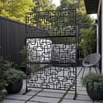 thumbnail image 2 of Tcbosik Outdoor Privacy Screen, 76"H x 48"W Metal Freestanding Privacy Panel, Decorative Fence for Balcony, Backyard, Patio & Garden, Easy to Move & Install, Black, 2 of 8