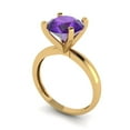 thumbnail image 2 of Clara Pucci 14K Yellow Gold 3ct Amethyst Solitaire Ring for Women, 2 of 8
