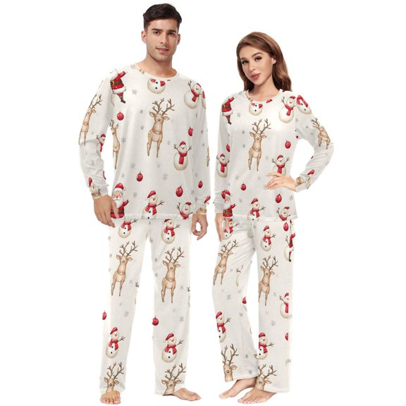 Matching Pajamas for Couples Christmas Santa Reindee His and Hers Pajamas Sets Soft Long Sleeve Sleepwea