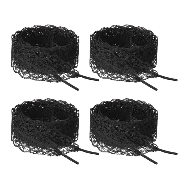 2 Pairs 2.2cm Lace Shoelaces, 62.99" Long Flat Fancy Lace Shoestring, Black