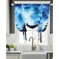 thumbnail image 5 of Wolf Black Silhouette Tie Up Curtains for Window, Thermal Insulted Balloon Shade Adjustable Rod Pocket Curtains Valance Panels for Kitchen Bathroom Cafe 52 x 63 Forest Starry Night, 5 of 6