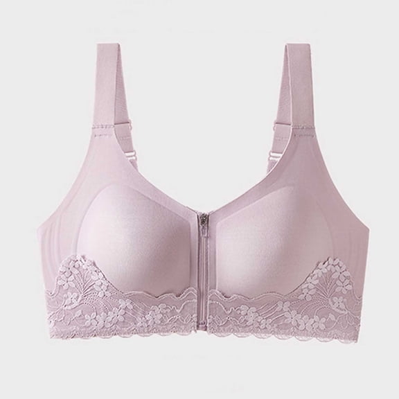 Xdegoge Front Closure Sports Bras for Women with Zipper High Impact Lifting Wireless Full Coverage Bralettes Lace Yoga Wirefree Breathable Comfort Running Bra