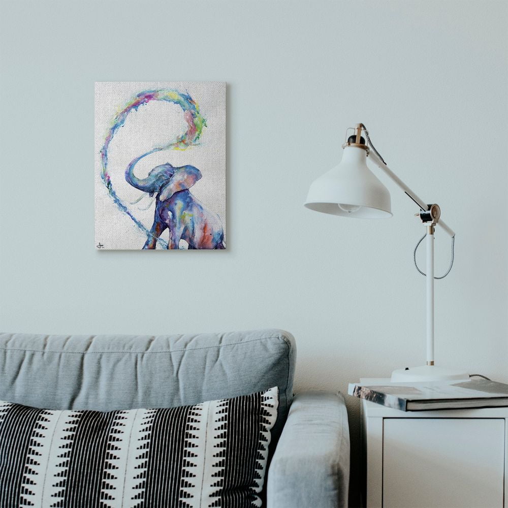 Stupell Industries Colorful Large Abstract Elephant Animal Watercolor Painting Canvas Wall Art by Marc Allante