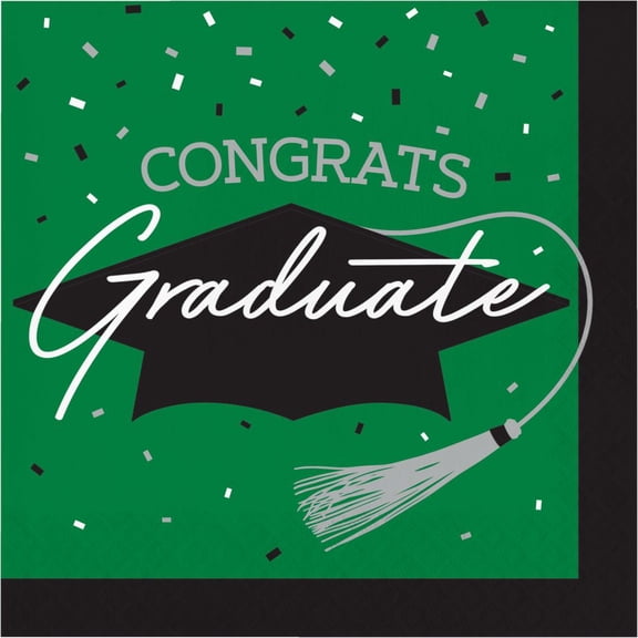 Graduation Green School Spirit Paper Lunch Napkins 36 Per Pack