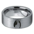thumbnail image 2 of Tungsten Bunny Rabbit Sitting Hare Egg Band Ring 8mm Men Women Comfort Fit Gray Flat Cut Brushed Polished, 2 of 4