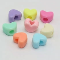 U8MO 100 Mixed Pastel Color Acrylic Smooth Heart Pony Beads 12X9mm for Kids Craft
