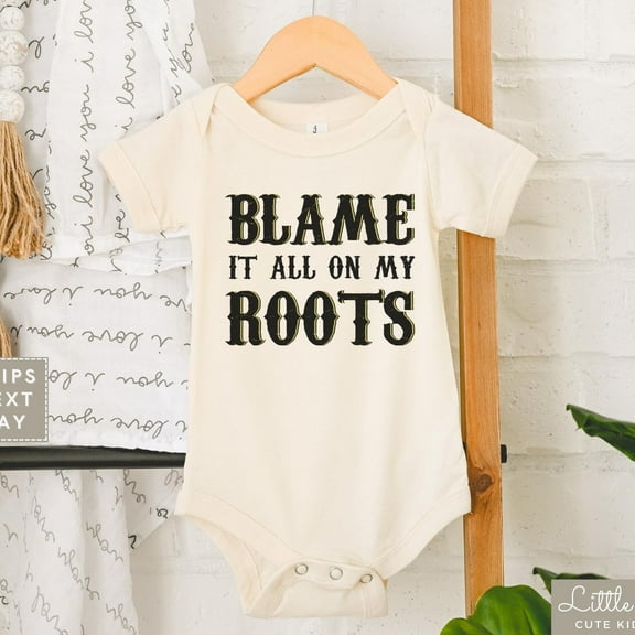 Blame It All On My Roots Baby Onesie, Vintage Western Kids Shirt, Distressed Kids T-Shirt, Wild West Baby Shower Gift Cute Baby Onesie, BABY BODYSUIT LAT 4424