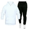 thumbnail image 3 of Baqcunre Hoodies For Men Men'S Fashion Casual Fleece With Color Two Piece Hooded Pocket Lace Pullover Sweater Pants Set Track Suits For Men Set Tops For Men White XL, 3 of 3