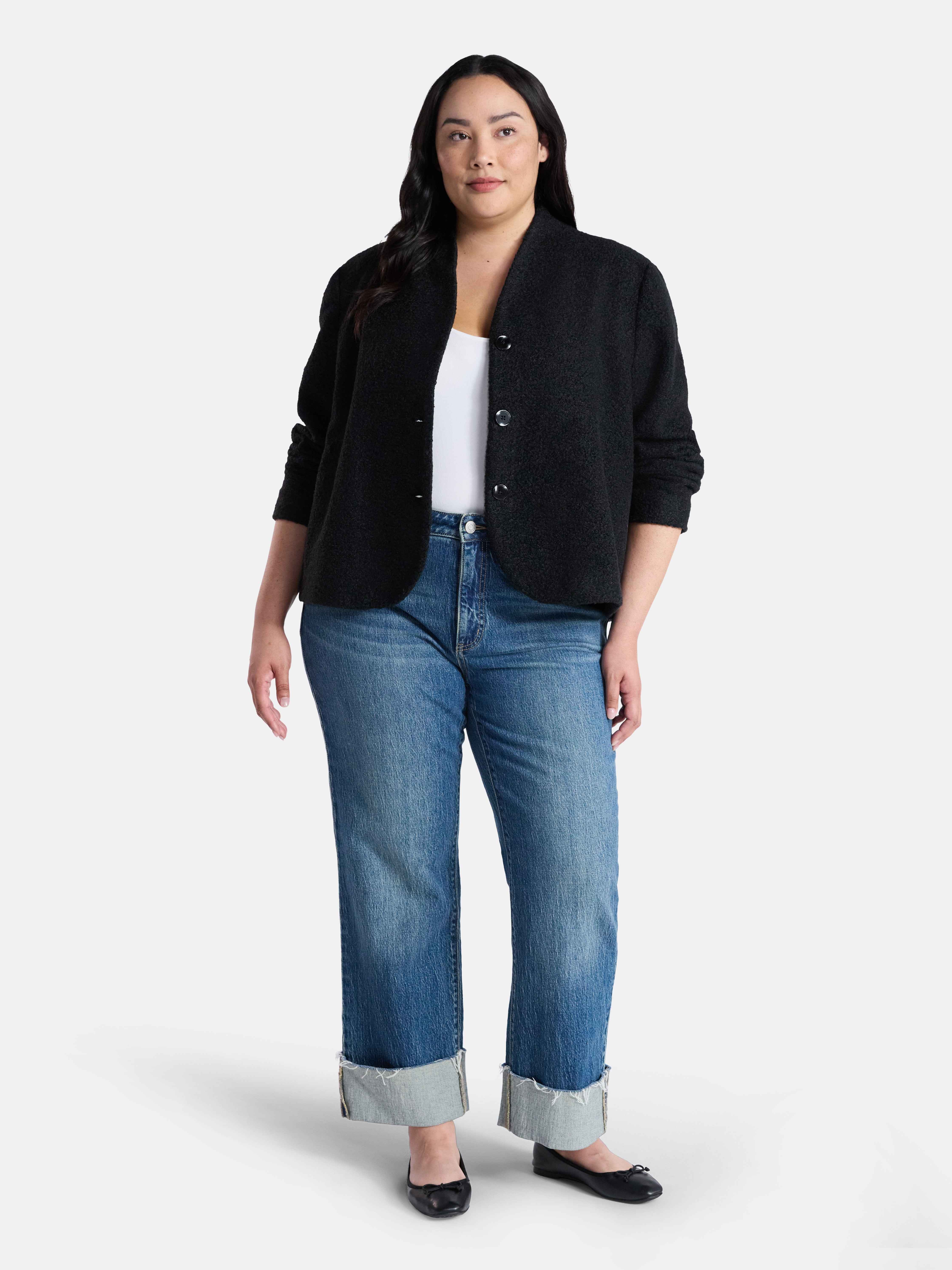 Terra & Sky Women's Plus Cocoon Jacket, Midweight, Sizes 0X-5X