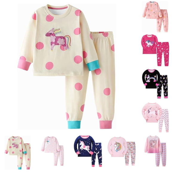 Quealent Girls Pajamas Little Kids Pjs Sleepwear Children Clothes Sets (Red, 6-7 Years)