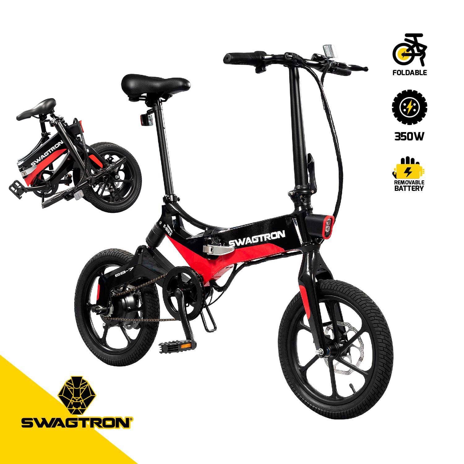 SWAGTRON EB7 LongRange Folding Electric Bike, 16Inch Wheels