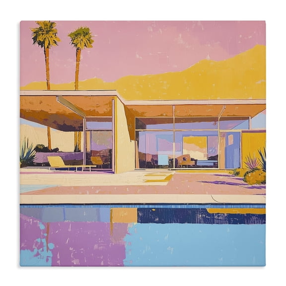 Stupell Industries Mid-Century Vivid Villa at Sunset Canvas Art, 17 x 17, by Walker Noble
