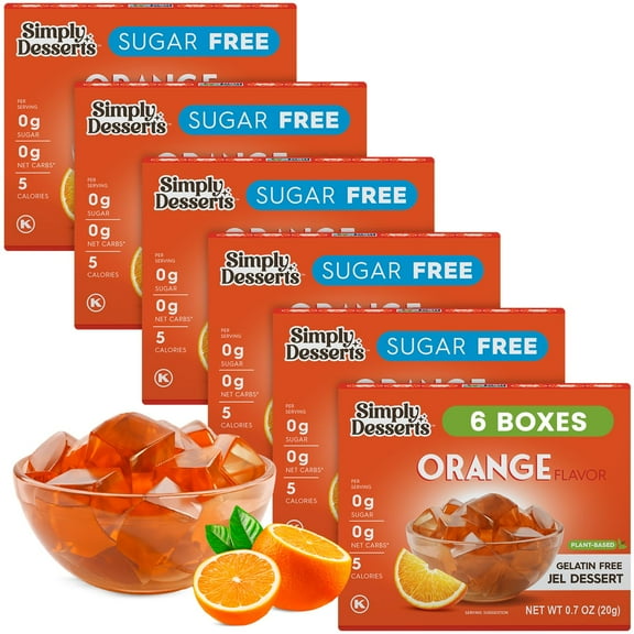 Simply Desserts Sugar-Free Orange TMA2 Jel, 6-Pack - Vegan Dessert, Keto Snacks, Diabetic Friendly & Kosher, 1.7 Oz Ea