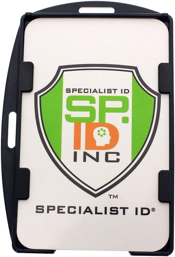 Bulk 50 Pack -  Black  Card ID Badge Holder - Holds 2 Cards - Rigid Hard Plastic - Double Sided Card Holder for Horizontal or Vertical Badges - Open Face Design