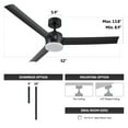 thumbnail image 6 of Bestco 52in Black Modern LED Ceiling Fan with Remote Control, 6 of 10
