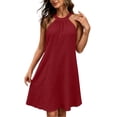 thumbnail image 2 of QUNYINEY Midi Women's Dresses Summer Sleeveless Red A Line Sundress Casual Vacation Crew Neck Loose Fit Dresses, 2 of 8