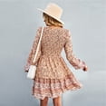 thumbnail image 4 of Vestido Largo Con Cuello En V Y Estampado Floral Fruncido NikouMX Con Manga Abullonada, 4 of 6