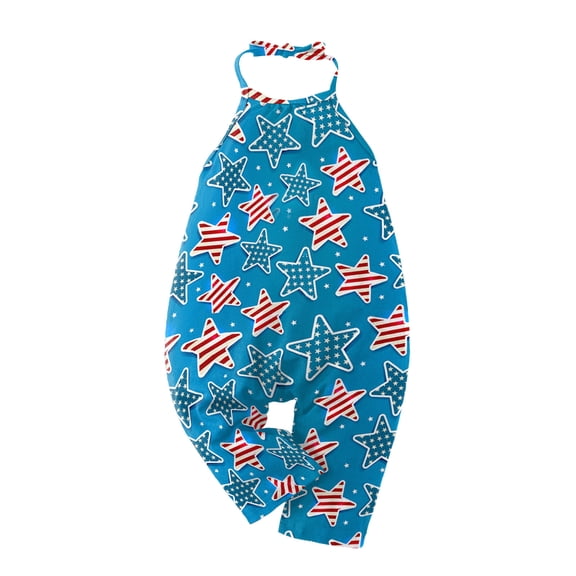Qopobobo Fourth July Outfits Toddlers Toddler Girls Dresses Sleeveless Back Bowknot Dress Baby Girl Summer Clothes Kids Birthday Party Sundress 1-7 Years Blue,4-5 Years