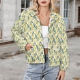 thumbnail image 3 of Jackets for Women Winter Coat Jackets Flannel Stand Collar Jacket(Watercolor Fruit Pattern Lemon Summer,Size:S-4XL), 3 of 7