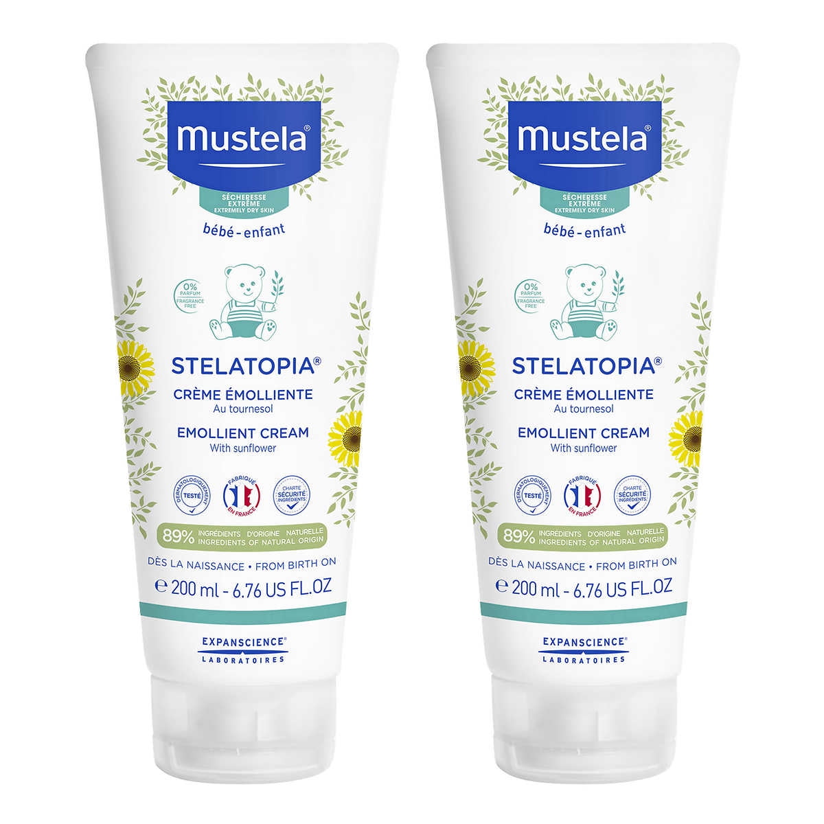 Mustela Stelatopia Emollient Cream 6.7 fl oz, 2-pack