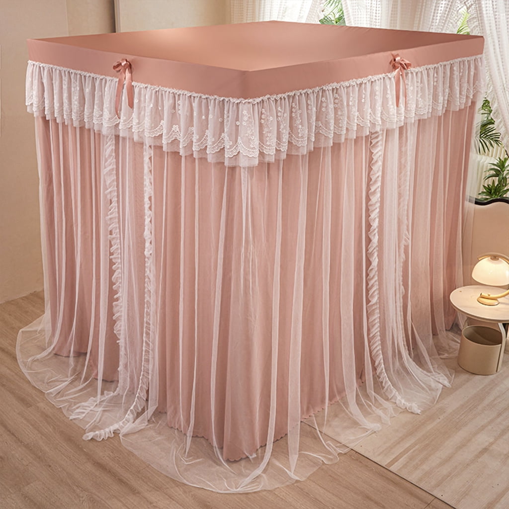 4 Corners Post Solid Color Bed Canopy Curtain Double Layer-Curtain & Ruffle Princess Mosquito Net 4 Opening Netting for Girls Teens Or Adults Bedroom Decoration, Jade, Queen