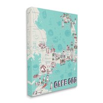 Stupell Industries Cape Cod Massachusetts Nautical Landmark Destination Map Canvas Wall Art by Ziwei Li
