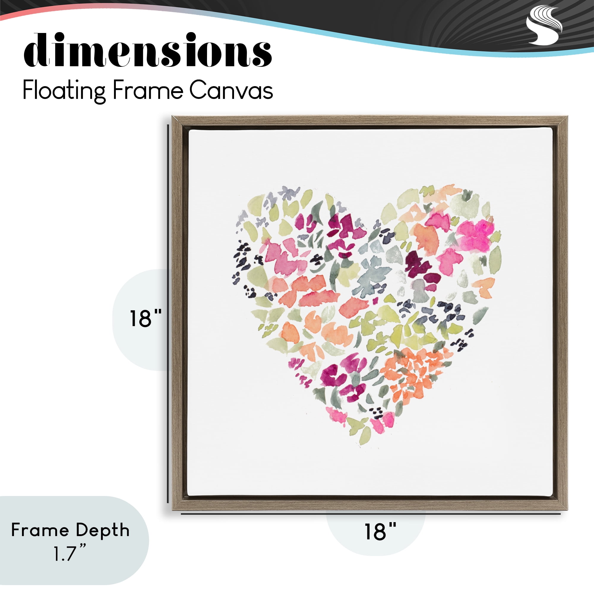 Stupell Industries Blooming Pastel Heart Brown Framed Floater Canvas Wall Art, design by Lanie Loreth