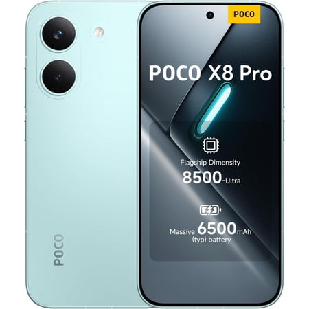 XIAOMI Poco X8 PRO 5G Ai (Compatible with Tmobile Mint Tello & Global) (256GB + 8GB) 6.59" 50MP Gamers Phone NFC Dual sim Unlocked Model 2511FPC34G Liberado (Mint Green)