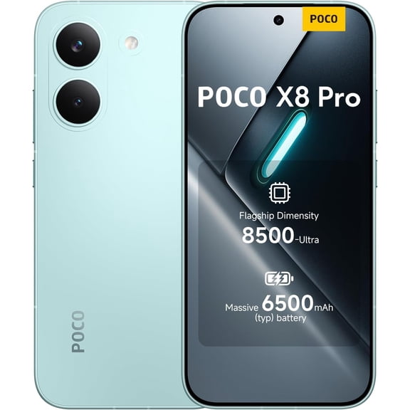 XIAOMI Poco X8 PRO 5G Ai (Compatible with Tmobile Mint Tello & Global) (256GB 8GB) 6.59" 50MP Gamers Phone NFC Dual sim Unlocked Model 2511FPC34G Liberado (Mint Green)