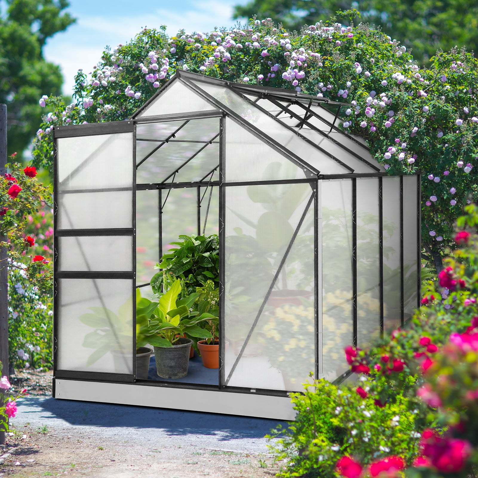 EAGLE PEAK 6 Ft. W x 8 Ft. D x 7 Ft. H Outdoor Walk-in Hobby Greenhouse