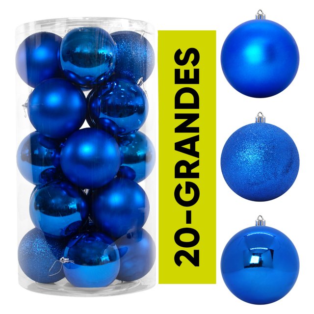 Esferas Navideñas Grandes 10cm Set Paquete 20 piezas decoración 3 acabados mate, brillantes y cromadas Inastillables Christmas balls ornaments