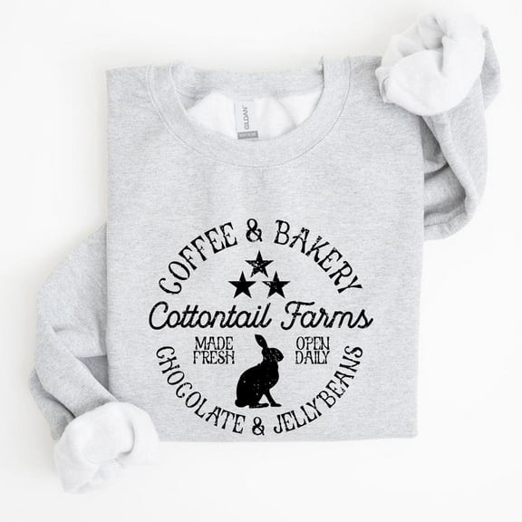 Cottontail Farms, Coffee and Bakery, Retro Sign, Easter Sweatshirt, Women's