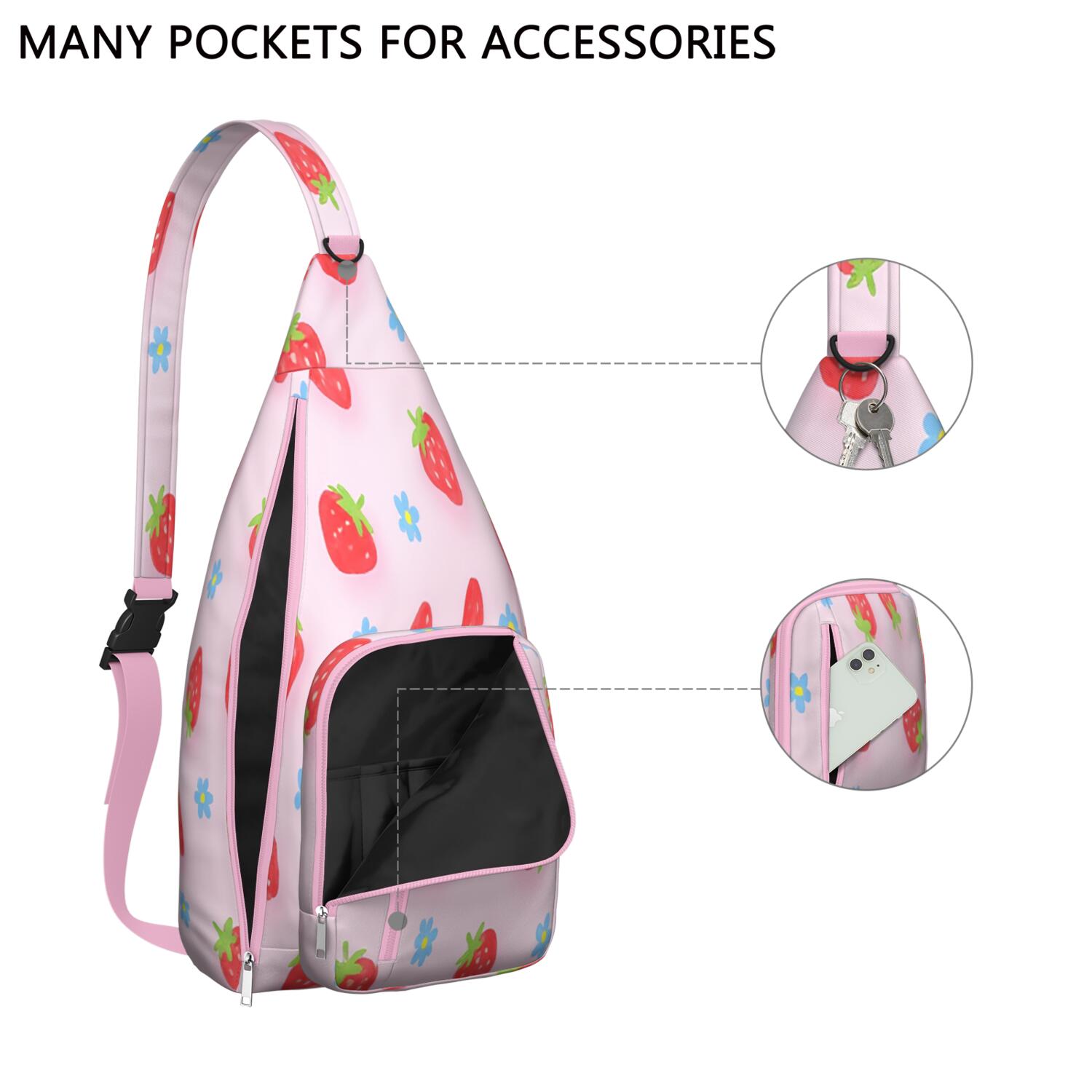 Strawberry Crossbody Sling Bag Anti Theft Sling Shoulder Bag for Women Men Unisex