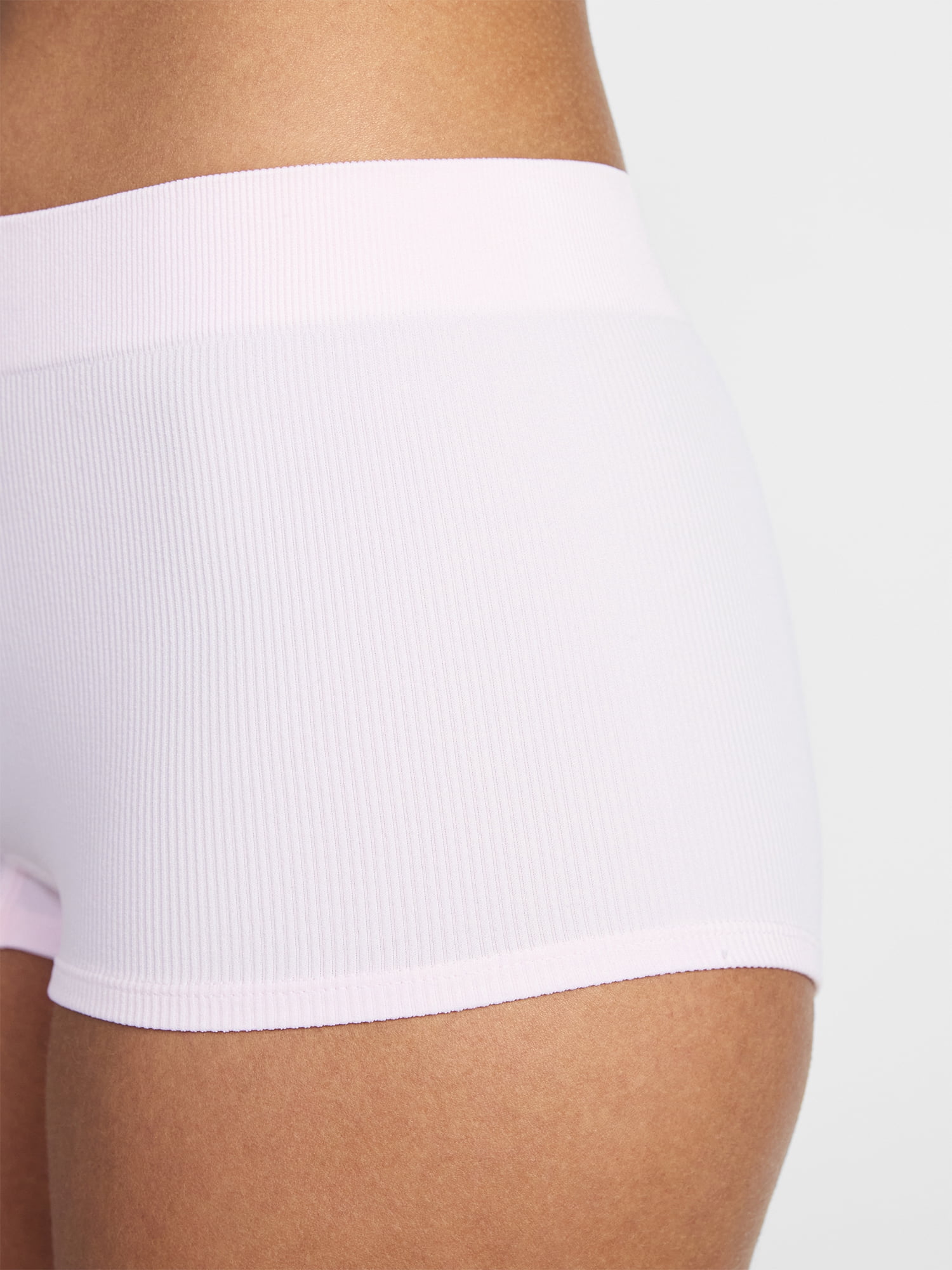 No Boundaries Seamless Ribbed Boyshort Panties, 3-Pack, Women's, Sizes XS-XXXL