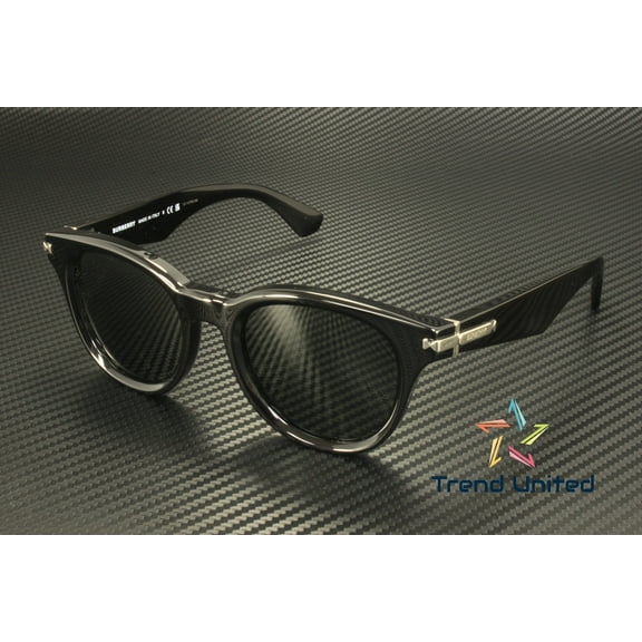 Burberry BE 4439 Plastic Unisex Round Sunglasses Black 51mm Adult