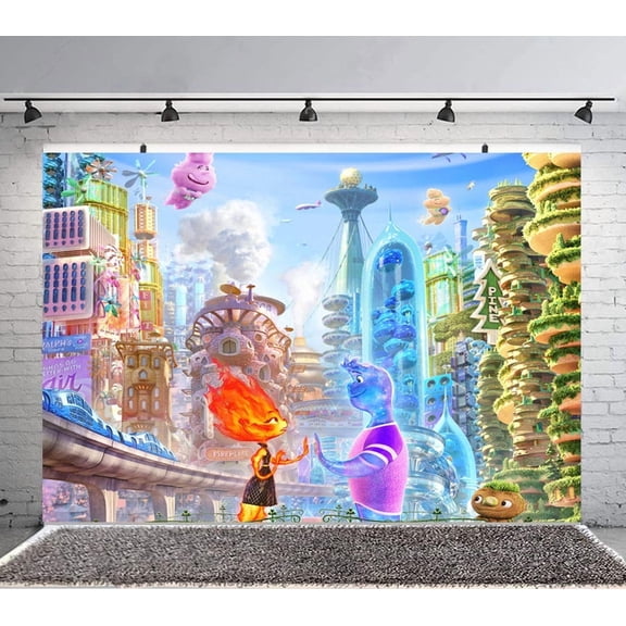 Elemental Backdrop Banner Party Supplies Poster Movie Theme Background for Photography Kids Birthday Decorations
