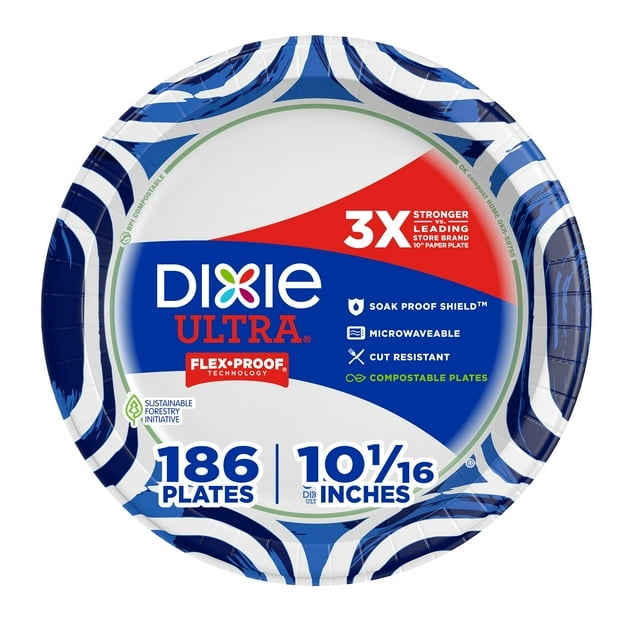 Dixie Ultra Heavyweight Dinner Paper Plates, 10", 186 ct- With Paper Towel By OMA