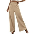 thumbnail image 2 of qolati Womens Wide Leg Pants Casual Elastic High Waisted Comfy Lounge Pants Trendy Solid Color Flowy Holiday Palazzo Pants, 2 of 7
