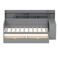 thumbnail image 5 of MODERNLUXE Twin Size Daybed with 2 Drawers, Wooden L-Shaped Platform Bed with Storage Shelves and Study Desk,Gray, 5 of 7