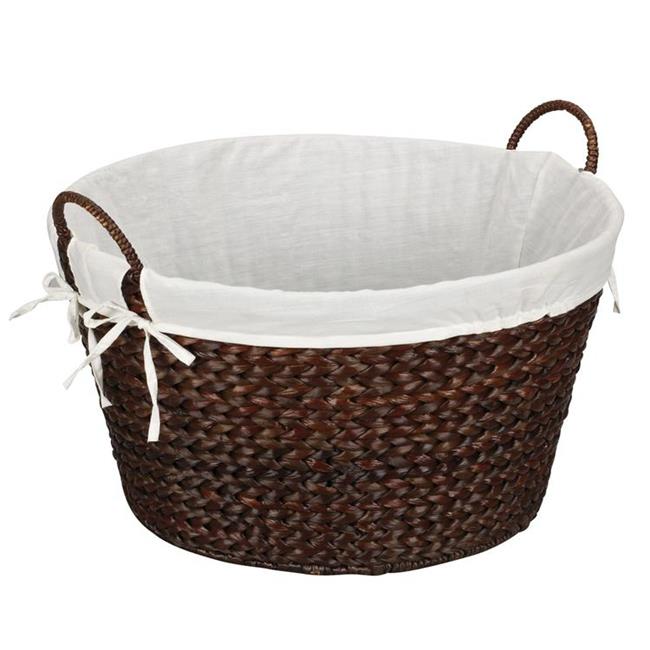 Household Essentials ML6667B Round Wicker Laundry Basket Hamper with