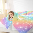 thumbnail image 4 of Homewish Bow Initial Letter J Full Size Comforter Sets,Kawaii Stars Loves Print Bedding Comforter Set,Rainbow Stripes Bedding Sets For Princess,Breathable Bedroom Decoration Reversible,3 Pieces, 4 of 8