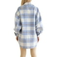 thumbnail image 3 of UKAP Ladies Plaid Shacket Jackets Classic Tartan Travel Outwear Light Blue M, 3 of 3