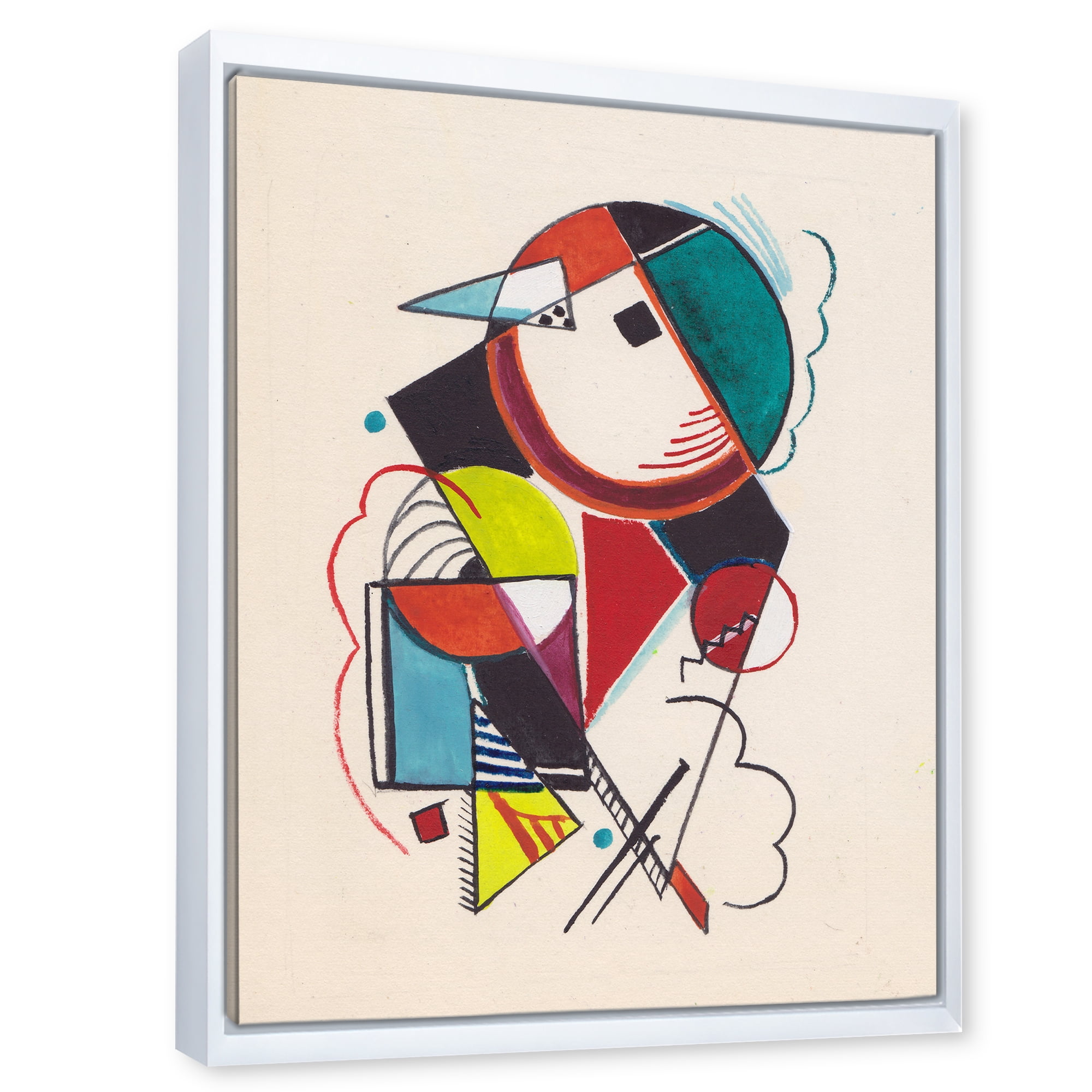 Designart 'Abstract Compositions Of Colored Geometric II' Modern Framed Canvas Wall Art Print