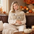 thumbnail image 4 of Kiddiway Halloween Harvest Large Pumpkin Pillow - Warm Fall Halloween Decor, Decorative Cushion for Couch, Halloween Throw Pillows with Rustic Charm,Beige, 4 of 7