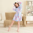 thumbnail image 3 of FORMRS Niños Bathrobe Unisex Hooded Robe Soft Plush Pajamas Sleepwear, Size 10-12T, Pink Daisy, 3 of 7