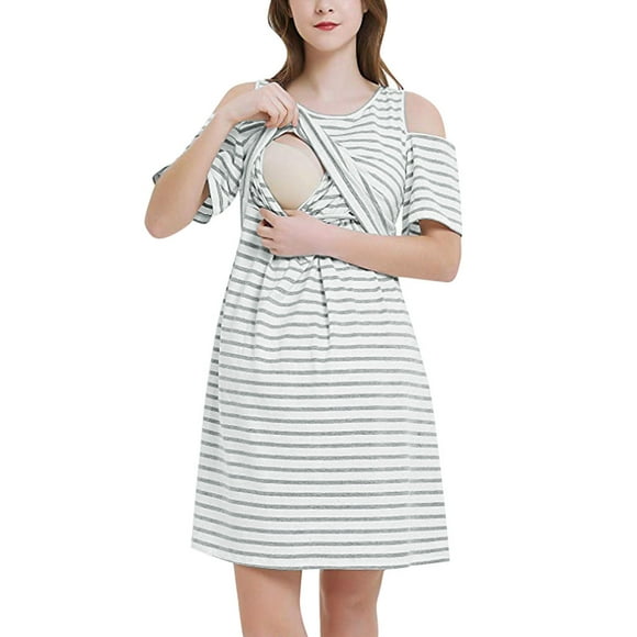 Short Dress for Women Summer Women Summer Short Sleeve Stripe Nursing Breastfeeding Dress Maternity Dress Summer Maternity Summer Dress Nursing Dress Summer Dress for Women Summer