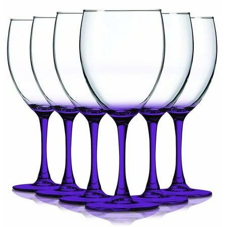 

TableTop King 10 oz Wine Glasses Stemmed Style Nuance Bottom Accent Purple Set of 6