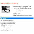 thumbnail image 2 of Front Brake Hose - Compatible with 1981 - 1985 Mercedes-Benz 380SL 1982 1983 1984, 2 of 2