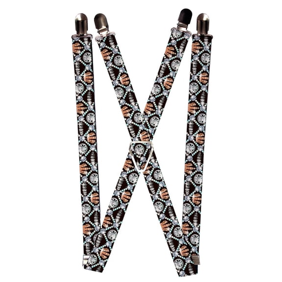Shiny Sparkling Bling Rhinestone Crown Diamond Pattern Suspenders