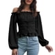 thumbnail image 1 of Camisa de mujer con hombros descubiertos, mangas largas con cordones en la cintura, corsé, camisas c Abody  Medio, 1 of 6